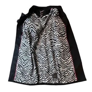 Dana Buchman‎ Black Trench Coat Zebra Lining Mandarin Collar sz XS Weathergear thumbnail 6