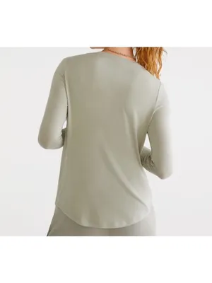 Aeropostale Long Sleeve Seriously Soft Crew Tee Sage Light Olive Army Green Top thumbnail 2