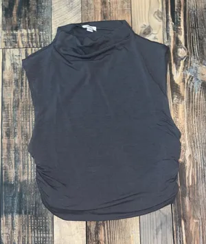 Garage Sleeveless Cropped Ruched Grey Top thumbnail 1