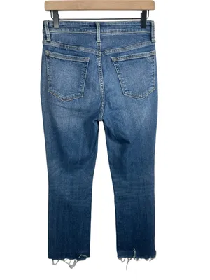 Sam Edelman The Stiletto High Rise Crop Boot Jeans Size 27 Medium Wash Raw Hem‎ thumbnail 5