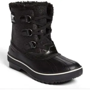 SOREL 'Tivoli' Waterproof Black Sparkle Winter Snow Boot Size 8 thumbnail 1