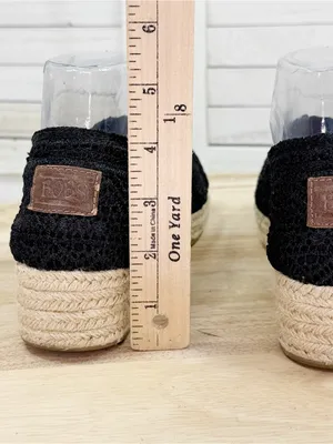 Bobs by Skechers Crochet Lace Wedge Espadrille Platform Slip On Shoes Black 7.5 thumbnail 7