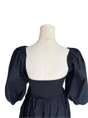 Abercrombie - Black Puff Sleeve Mini Square Neck Babydoll Fit Flare Dress Sz XS thumbnail 6