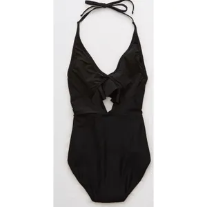 Aerie One Piece Swimsuit Size Small Ruffle Color Black Full Coverage Swimwear thumbnail 5