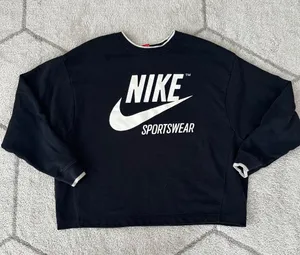 Vintage Oversized Nike Sportswear Black/White Crewneck Sweatshirt Iconic Swoosh thumbnail 1