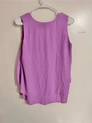 Banana Republic Women XS Pastel Lilac Flowy Sleeveless Blouse Minimalist Office thumbnail 2