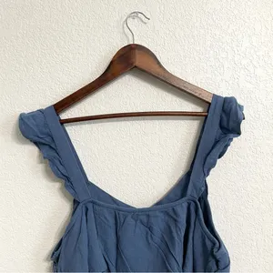 American Eagle Womens Shirt Top Blue Tiered Ruffle Button Front Size XL thumbnail 4
