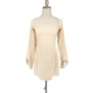 Khaite Tate Square Neck Cream Mini Dress Size 6 thumbnail 5