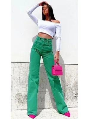 Zara Jeans Size 0 Green High‎ Rise Wide Leg Raw Hem Baggy Colored Denim Earthy thumbnail 2