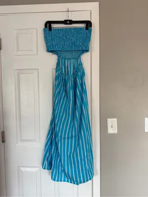 Faithfull The Brand Deva Midi Dress Strapless Blue thumbnail 9