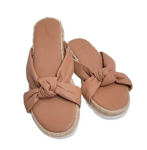 Universal Threads Warm Tan Dena Knotted Slip On Faux Leather Sandals Size 9 NWT thumbnail 1