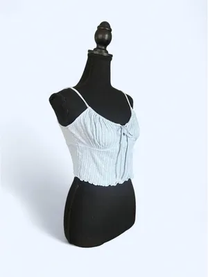 Vintage Y2K Aeropostale baby blue fairy ribbed crop tank Size: Medium 💓 thumbnail 3