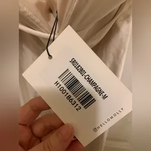 So Long Midi Dress Champagne strapless satin Hello Molly M formal spring wedding thumbnail 12