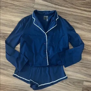 Lulus Get Some Rest Navy Blue Two-Piece Pajama Set thumbnail 6