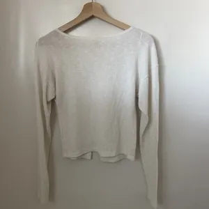 Bongo Cardigan Cropped Button Cream Long Sleeve Preppy Grunge Sweater Top Lg thumbnail 2