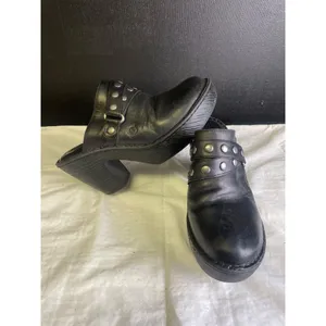 Born Women's Black Leather Mules/ Shoes/ Chunky Heel 3.75 heel Size 9 SKU 2862 thumbnail 4