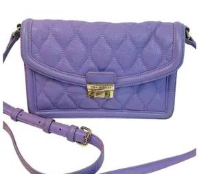 Vera Bradley Quilted Tess Crossbody Purse in Purple/Lavender Leather thumbnail 1