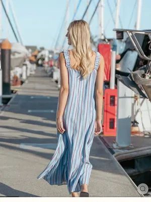 Petal and Pup NWT Alessandra Maxi Dress - Blue Stripe-oversized XS fits M/L thumbnail 5