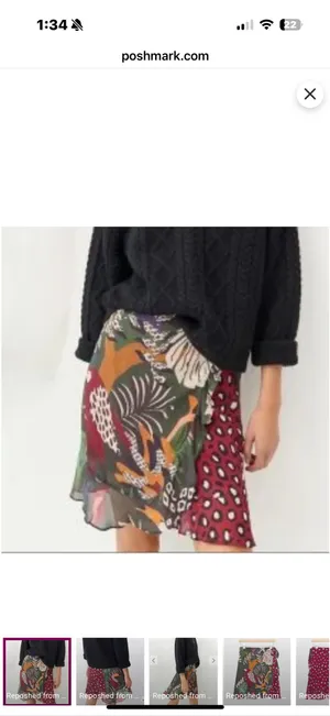 Farm Rio Mixed Prints Belen Wrap Mini Skirt, Size XS thumbnail 9
