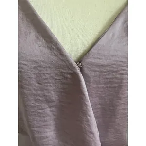 Satin Pink‎ Bodysuit size Small Mauve V-Neck Sexy Elegant Tucked In Pastel Chic thumbnail 4