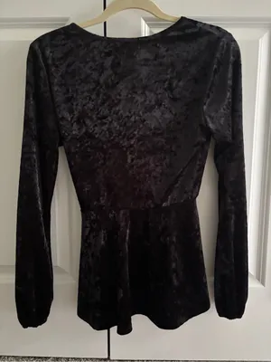 Velvet Wrap Tie Blouse - Black🖤 thumbnail 3