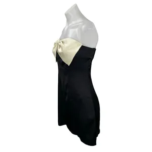 NEW Princess Polly Kesy Bow Black Strapless Bandeau Tube A Line Mini Dress Sz 4 thumbnail 3