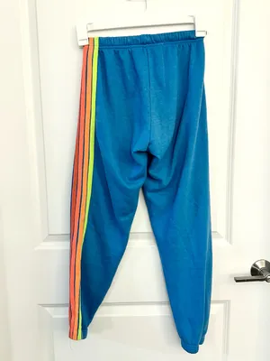 Aviator Nation Neon Blue // Neon Rainbow Stripe Sweatpants XS thumbnail 4