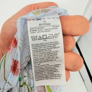 Banana Republic Pale Blue Hi Low Dress Sz 14 Coastal Boho Resort Floral Garden thumbnail 10