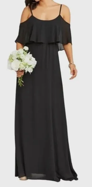 Show Me Your Mumu Caitlin Ruffle Black Maxi Dress Large thumbnail 1