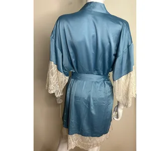 Flora Nikrooz‎ Gabby Lace Trim Satin Chermeuse Wrap Robe Women XS NWT thumbnail 7
