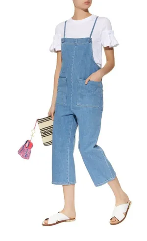 Maje Pinaro Tie shoulder Denim Light Blue Overalls. thumbnail 1