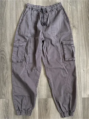 Garage Grey Cargo Drawstring Jogger Pants Size Small Indie Casual Utility thumbnail 1