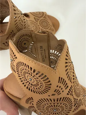 Francesca's tan cutout high heel sandals Size 6.5 thumbnail 6