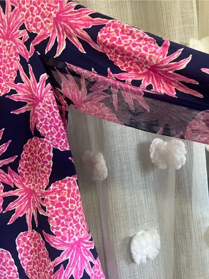 G Lifestyle Pink Pineapple Print Quarter-Zip Top thumbnail 2