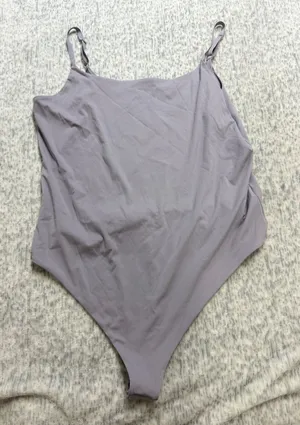 CALIA Womens XXL Lavender Purple Square Neck Adjustable Strp Bodysuit thong nwot thumbnail 1