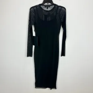 Lulus Perfect Plans Black Sheer Mesh Long Sleeve Midi Dress Party Cocktail S NWT thumbnail 10