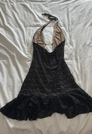 Black halter mini dress outcast thumbnail 1