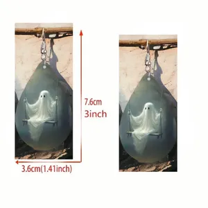 Cute Ghosts On Swing Teardrop Shape Earrings, Gothic Style‎ Dangle Earrings White thumbnail 4
