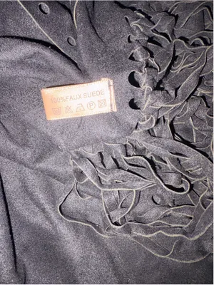 Janice Black Faux Suede Floral Fringe shawl Wrap One Size NWT thumbnail 8