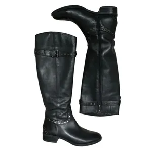 Sam Edelman Paxton Women's 6.5 black leather‎ studded tall moto riding boots thumbnail 3