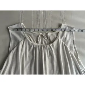 By Anthropologie Ivory White Shimmer Bubble Top Shirt SZ L Party Date Office EUC thumbnail 9