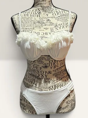 NWT Cupshe Bridal White Floral Bikini Set Small thumbnail 1