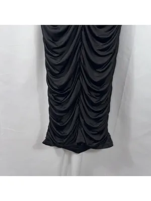 Women’s Black Ruched Bodycon Midi Dress Size Medium thumbnail 9