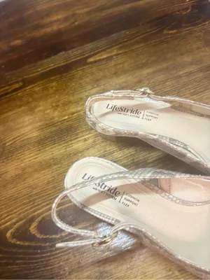 Lifestride tan snakeskin sling back low heels size 7.5 thumbnail 6
