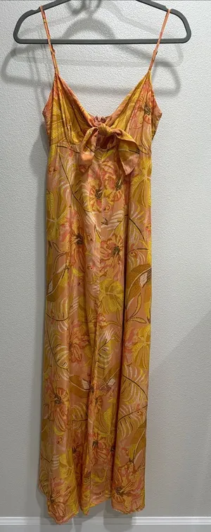Olivaceous Yellow and Peach Floral Maxi Dress thumbnail 1