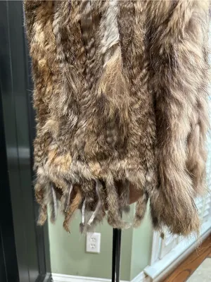 Real Rabbit Fur Vest – Brown Beige Natural Fur – Size M thumbnail 5