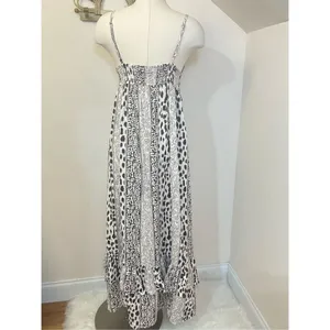 Brass Monkey Boutique Mixed Animal Print Tiered Ruffle Maxi Dress S thumbnail 2