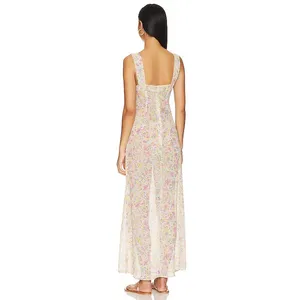 Beach Riot Kimi Cut-Out Slit V-Neck Dress in Forget Me Not Floral Lace Trim Smal thumbnail 3