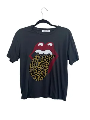 DAYDREAMER X Anthropologie Rolling Stones Band Tee Leopard Print Size XS thumbnail 2