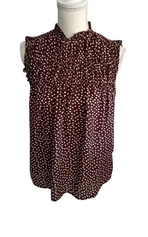 DKNY Womens Brown Polka Dot Sleeveless Top Size XL thumbnail 1